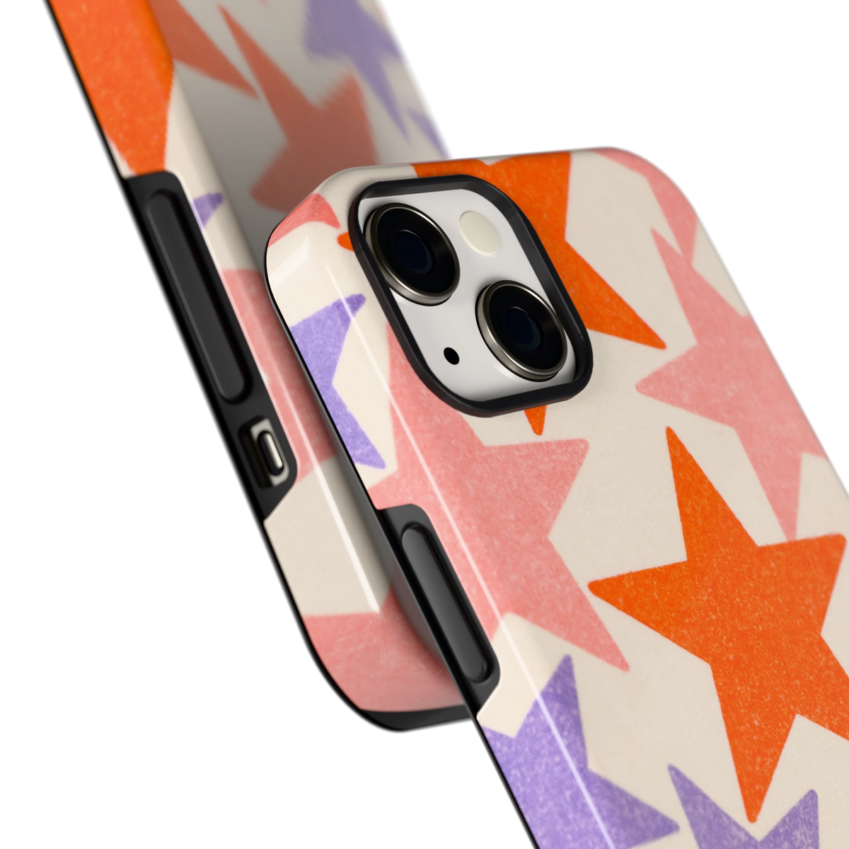 Grote sterren hoesje voor iPhone 13, close-up