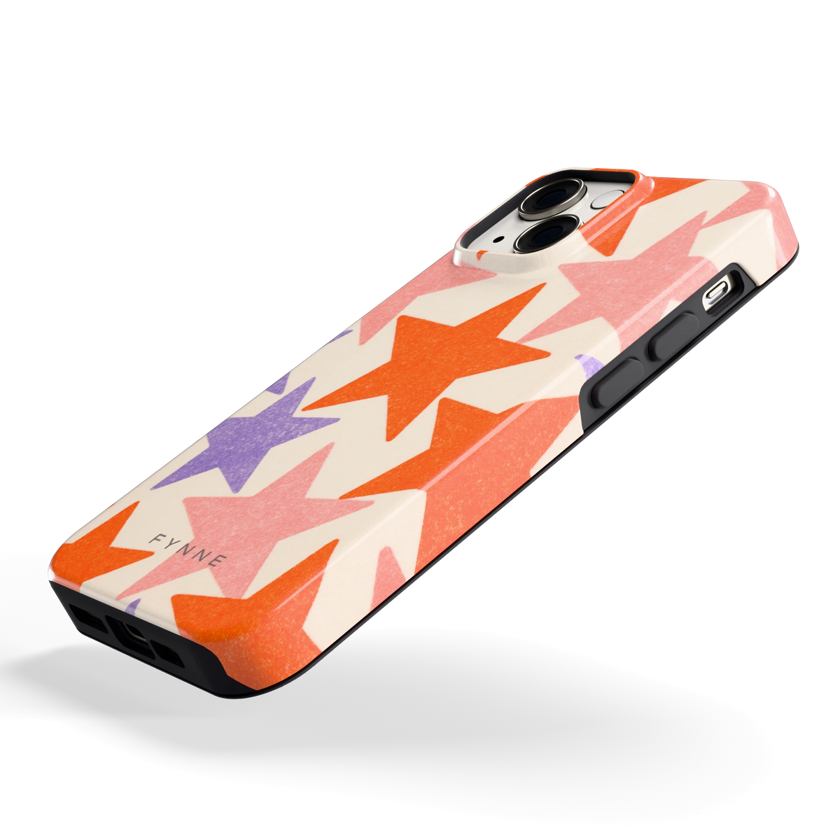 Grote sterren hoesje voor iPhone 13 mini, schuin