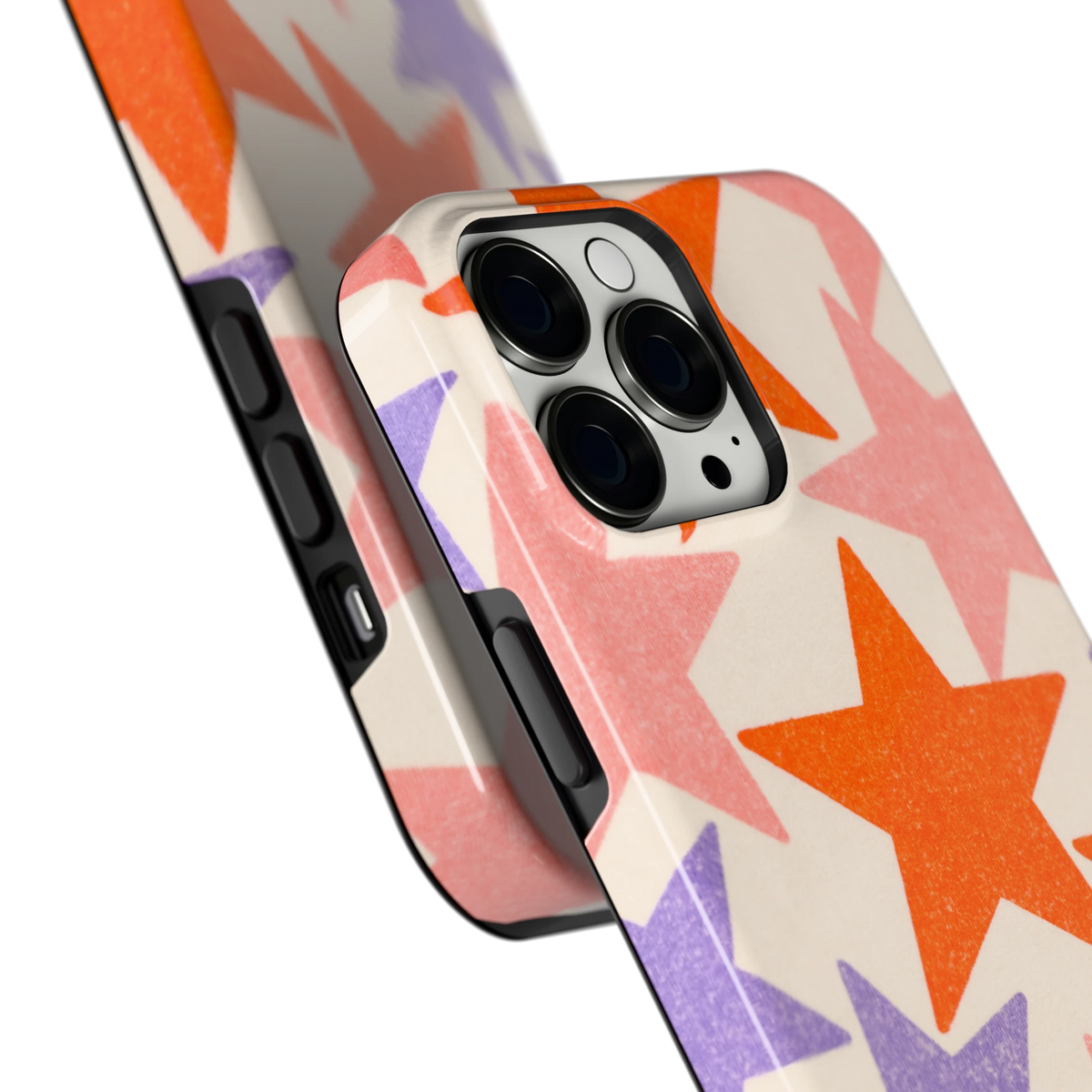 Grote sterren hoesje voor iPhone 13 Pro Max, close-up