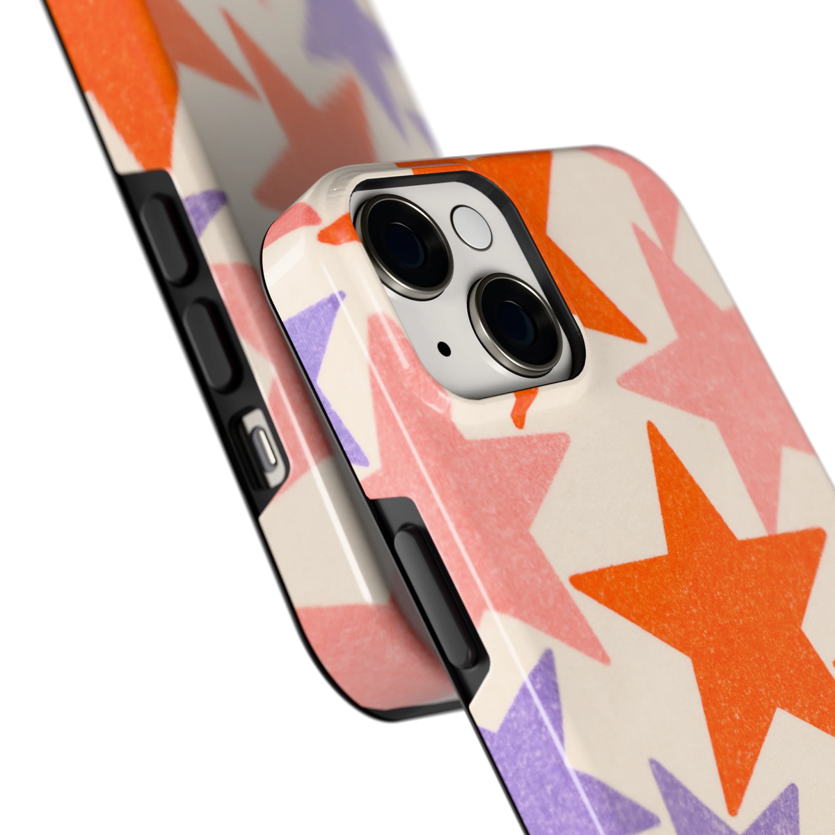 Grote sterren hoesje voor iPhone 14, close-up