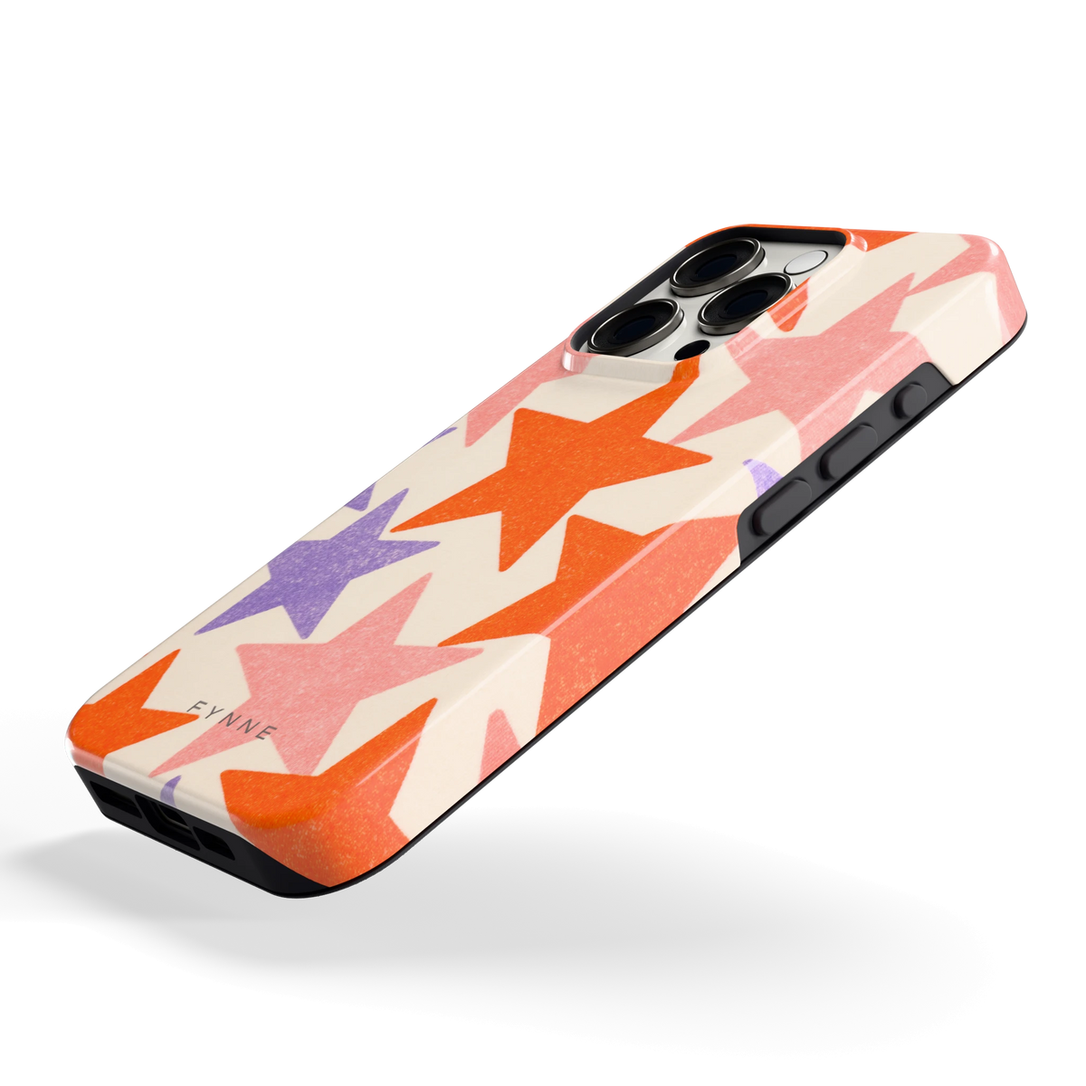 Grote sterren hoesje voor iPhone 15 Pro, schuin