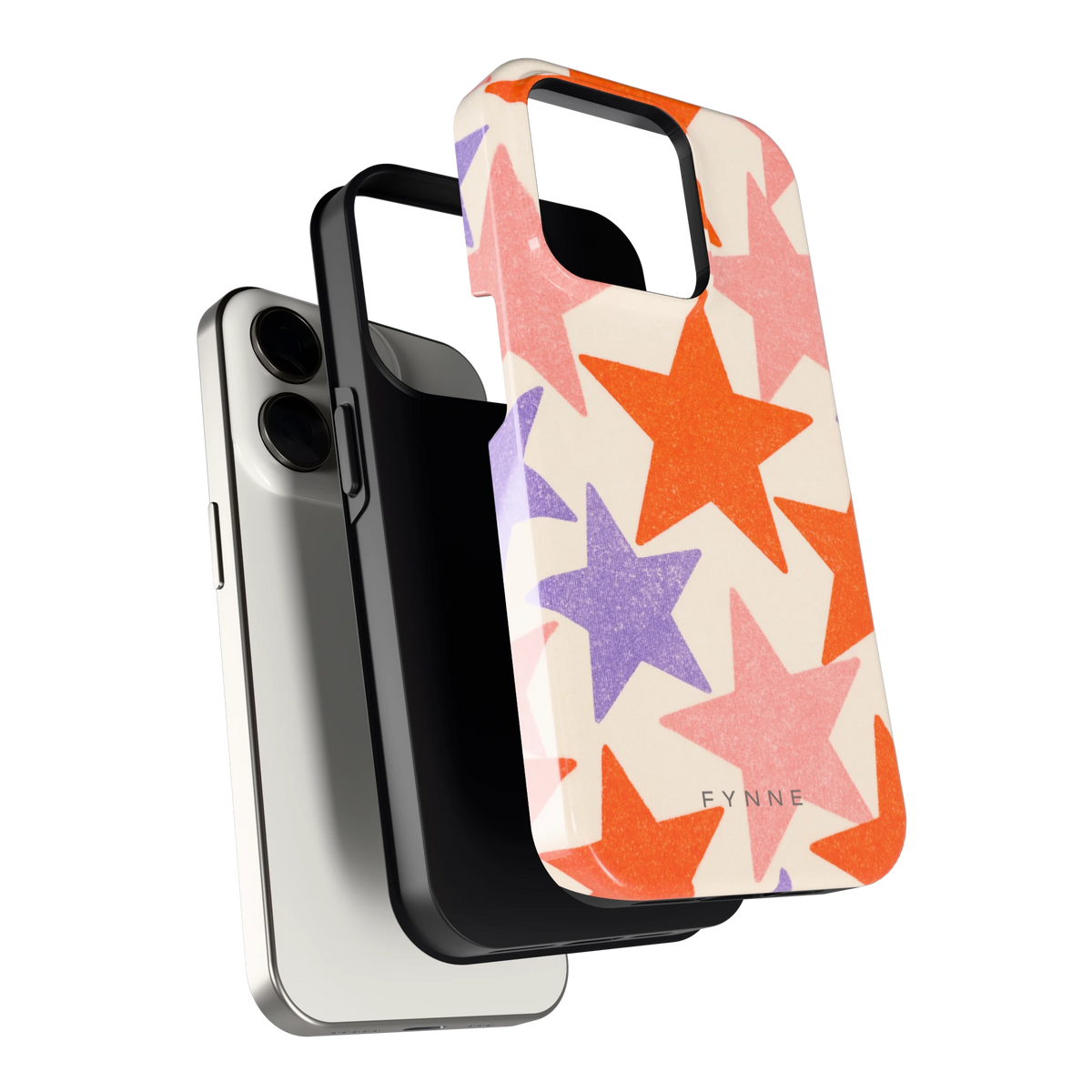 Grote sterren hoesje voor iPhone 15 Pro, los van de telefoon