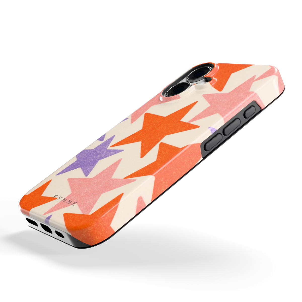 Grote sterren hoesje voor iPhone 16, schuin