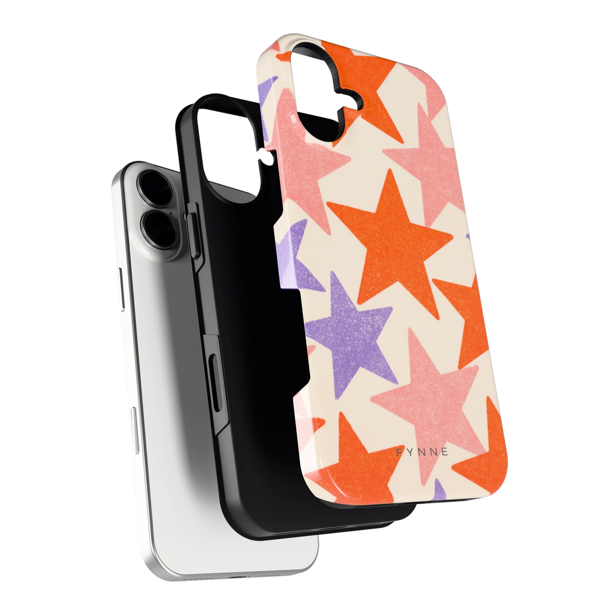 Grote sterren hoesje voor iPhone 16 Plus, los van de telefoon