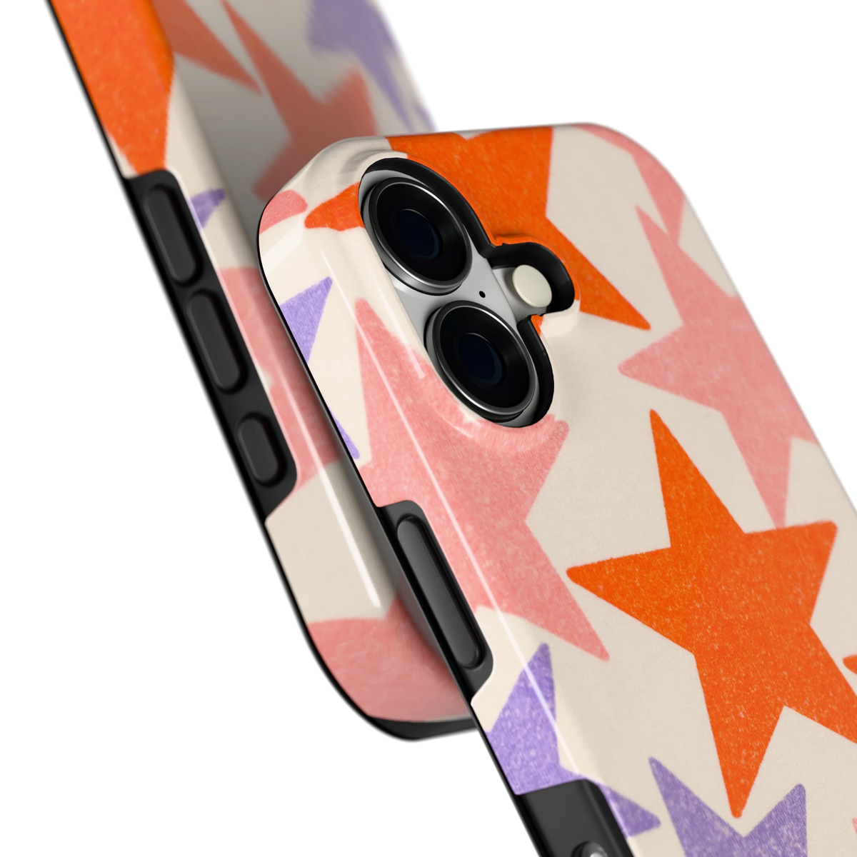 Grote sterren hoesje voor iPhone 17, close-up