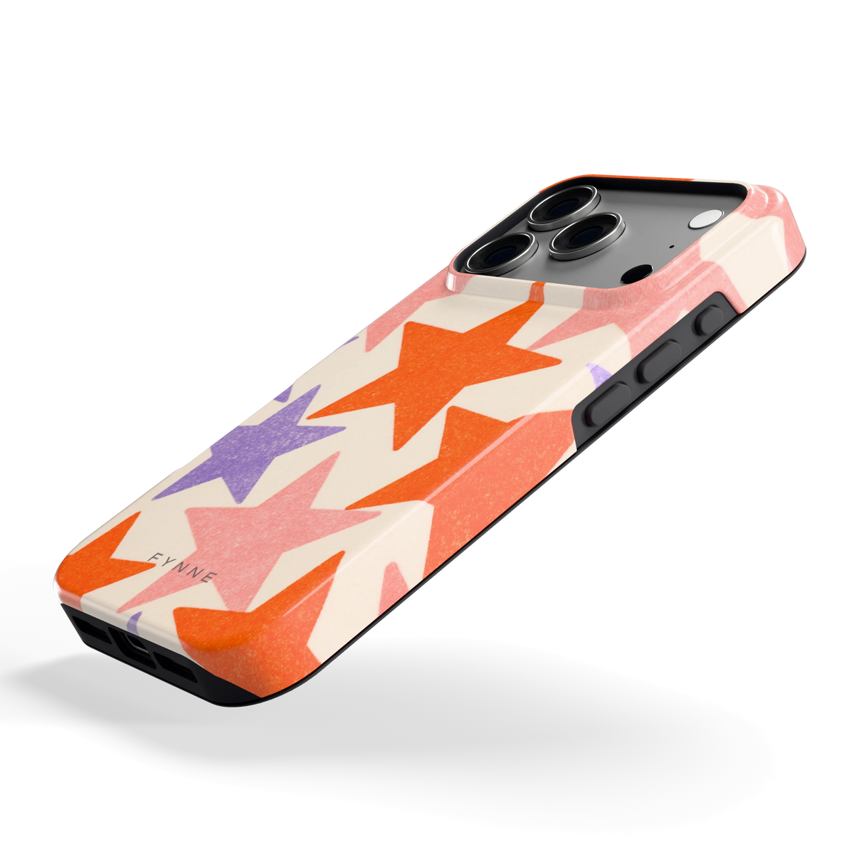 Grote sterren hoesje voor iPhone 17 Pro, schuin