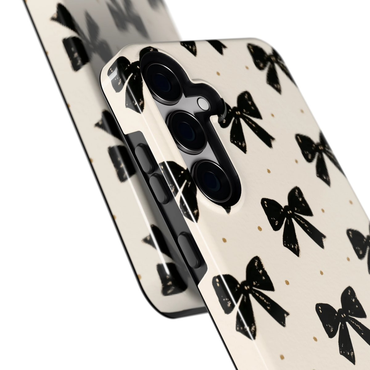 Zwarte strikjes hoesje voor Galaxy S24+, close-up