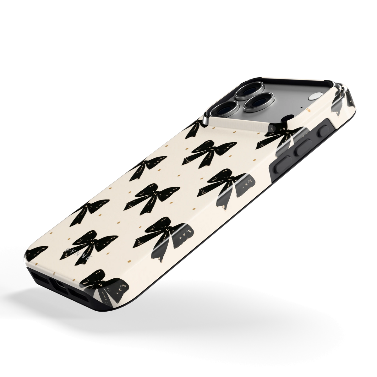 Zwarte strikjes hoesje voor iPhone 18 Pro Max, schuin