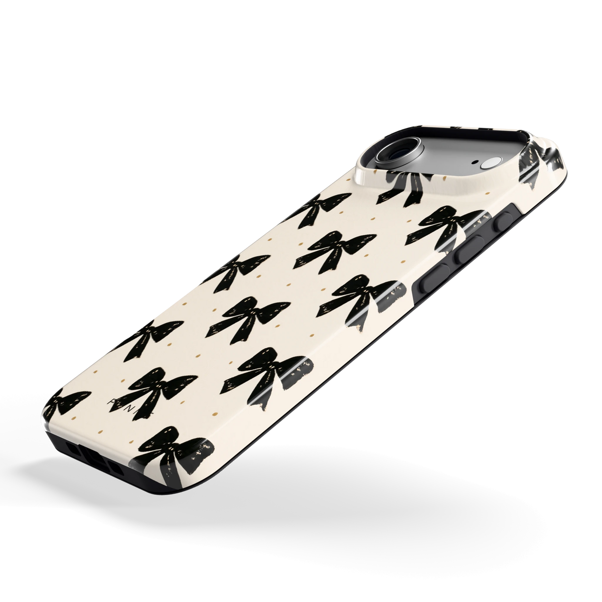 Zwarte strikjes hoesje voor iPhone Air, schuin
