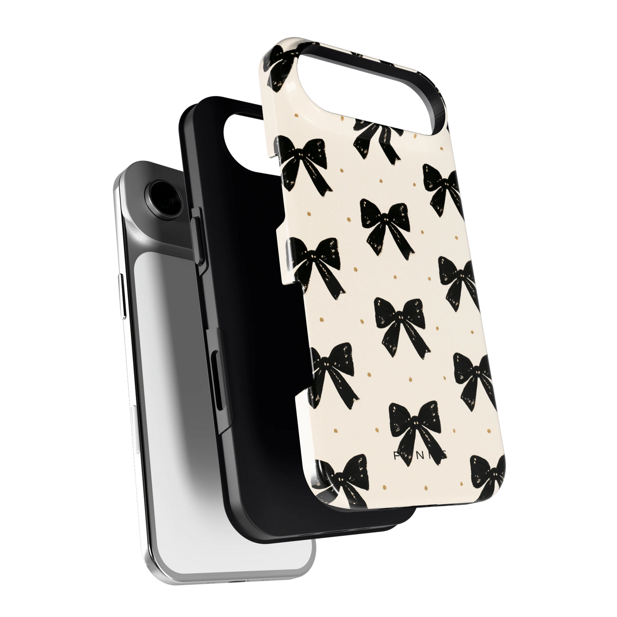 Zwarte strikjes hoesje voor iPhone Air, los van de telefoon
