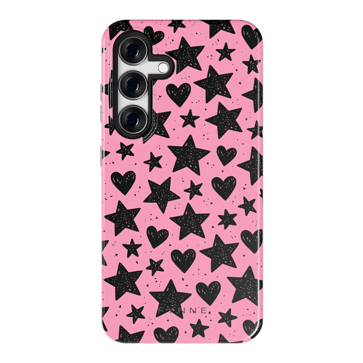 Zwarte sterren en hartjes hoesje voor Galaxy S24, achterkant