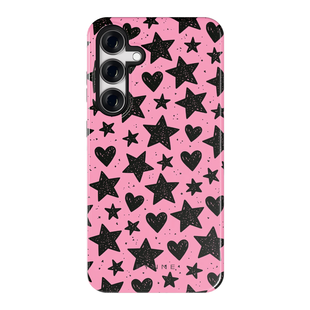 Zwarte sterren en hartjes hoesje voor Galaxy S24+, achterkant