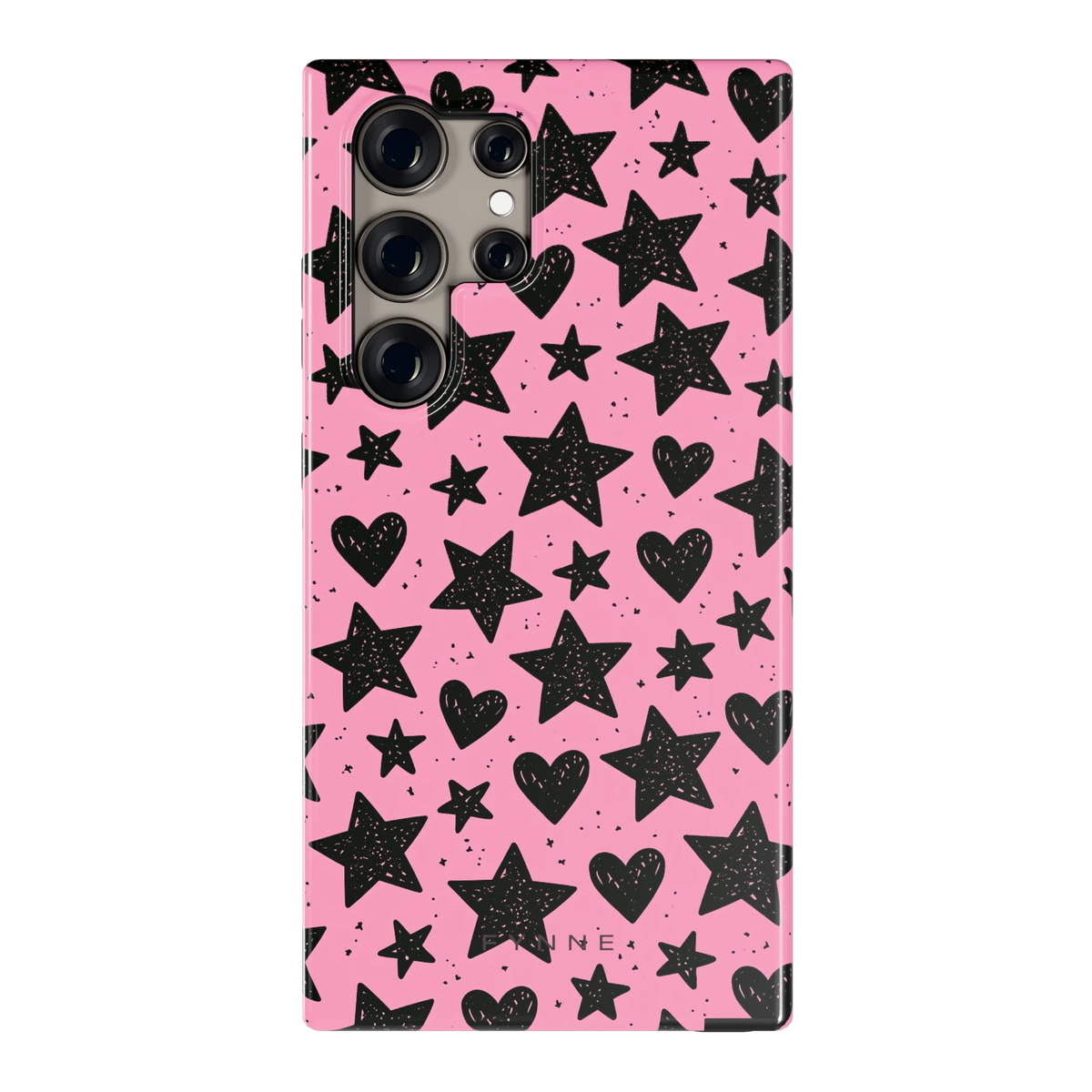 Zwarte sterren en hartjes hoesje voor Galaxy S24 Ultra, achterkant