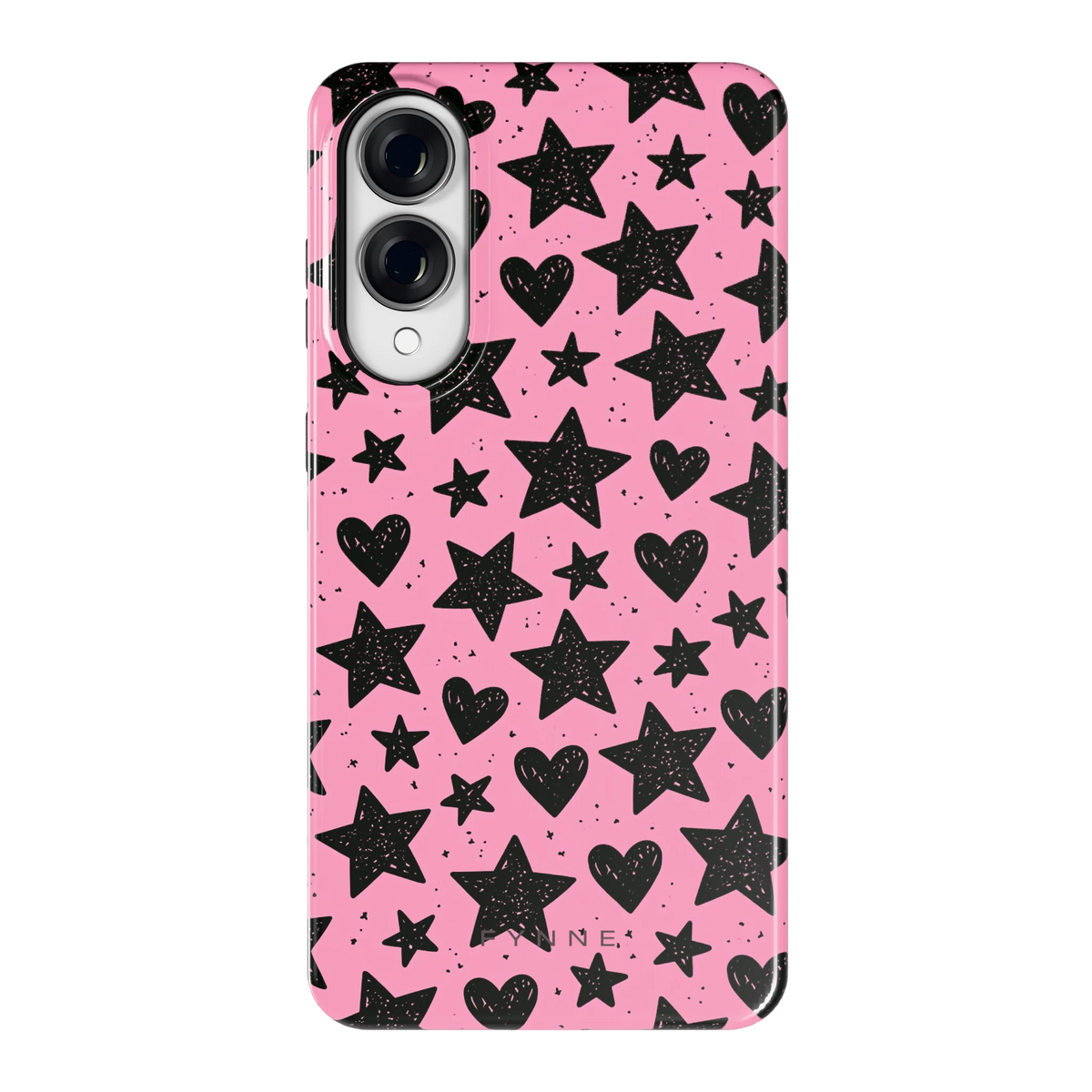 Zwarte sterren en hartjes hoesje voor Galaxy S25 Edge, achterkant