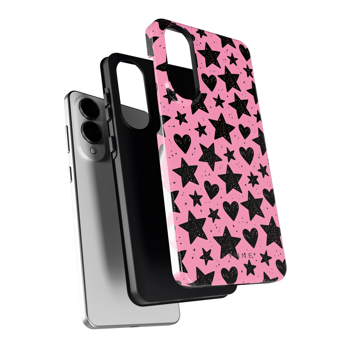 Zwarte sterren en hartjes hoesje voor Galaxy S25 Edge, los van de telefoon