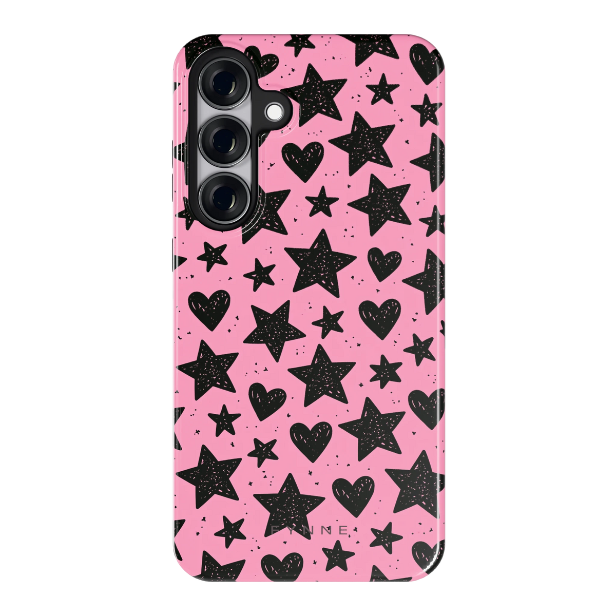 Zwarte sterren en hartjes hoesje voor Galaxy S25+, achterkant