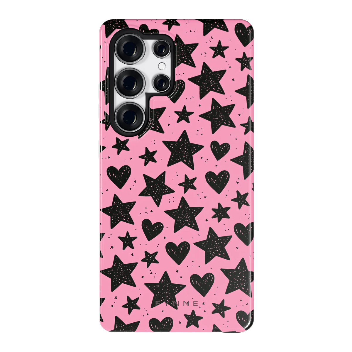 Zwarte sterren en hartjes hoesje voor Galaxy S25 Ultra, achterkant