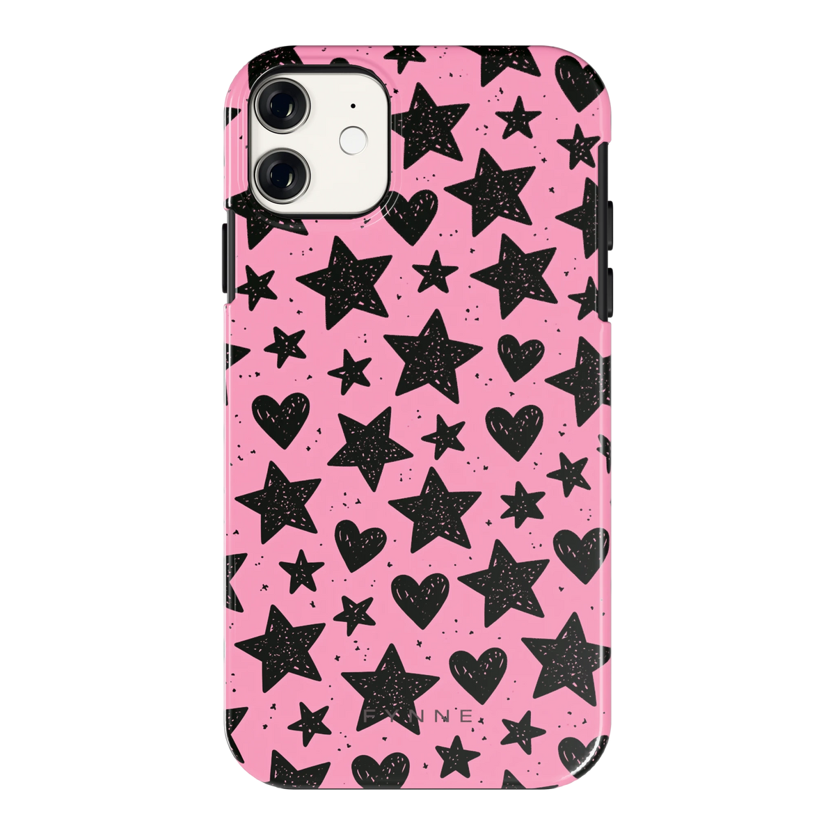 Zwarte sterren en hartjes hoesje voor iPhone 11, achterkant