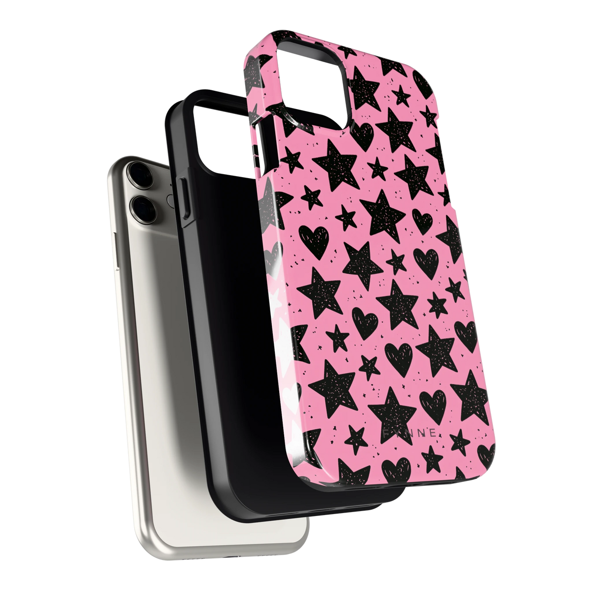 Zwarte sterren en hartjes hoesje voor iPhone 11, los van de telefoon