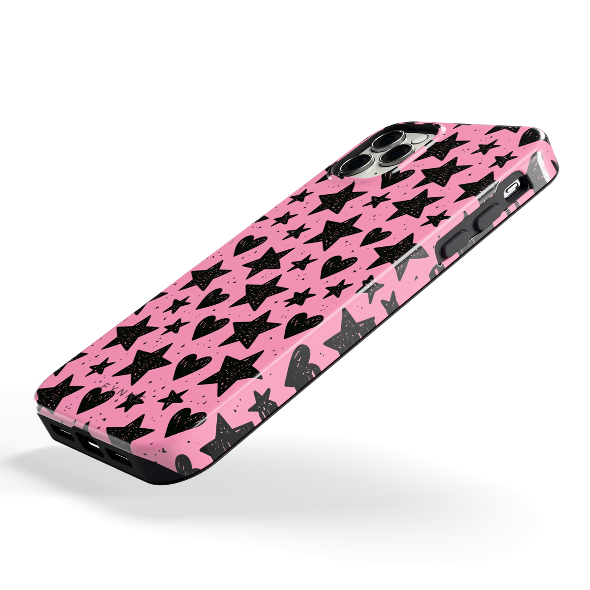 Zwarte sterren en hartjes hoesje voor iPhone 11 Pro Max, schuin