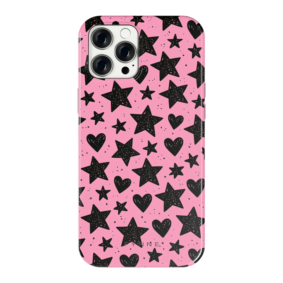 Zwarte sterren en hartjes hoesje voor iPhone 12 Pro Max, achterkant