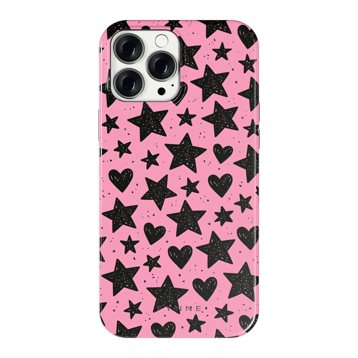 Zwarte sterren en hartjes hoesje voor iPhone 13 Pro Max, achterkant