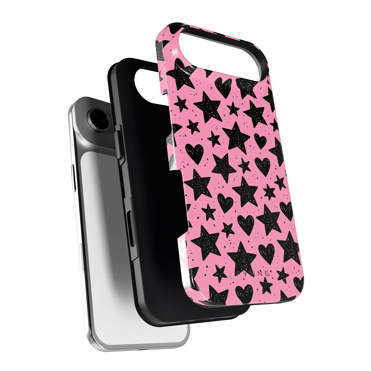 Zwarte sterren en hartjes hoesje voor iPhone Air, los van de telefoon