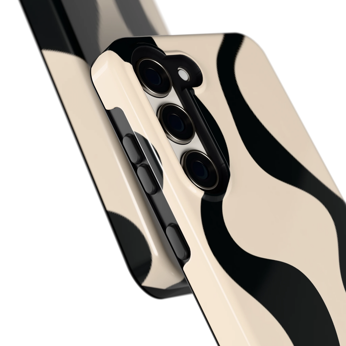 Zwarte golven hoesje voor Galaxy S23, close-up