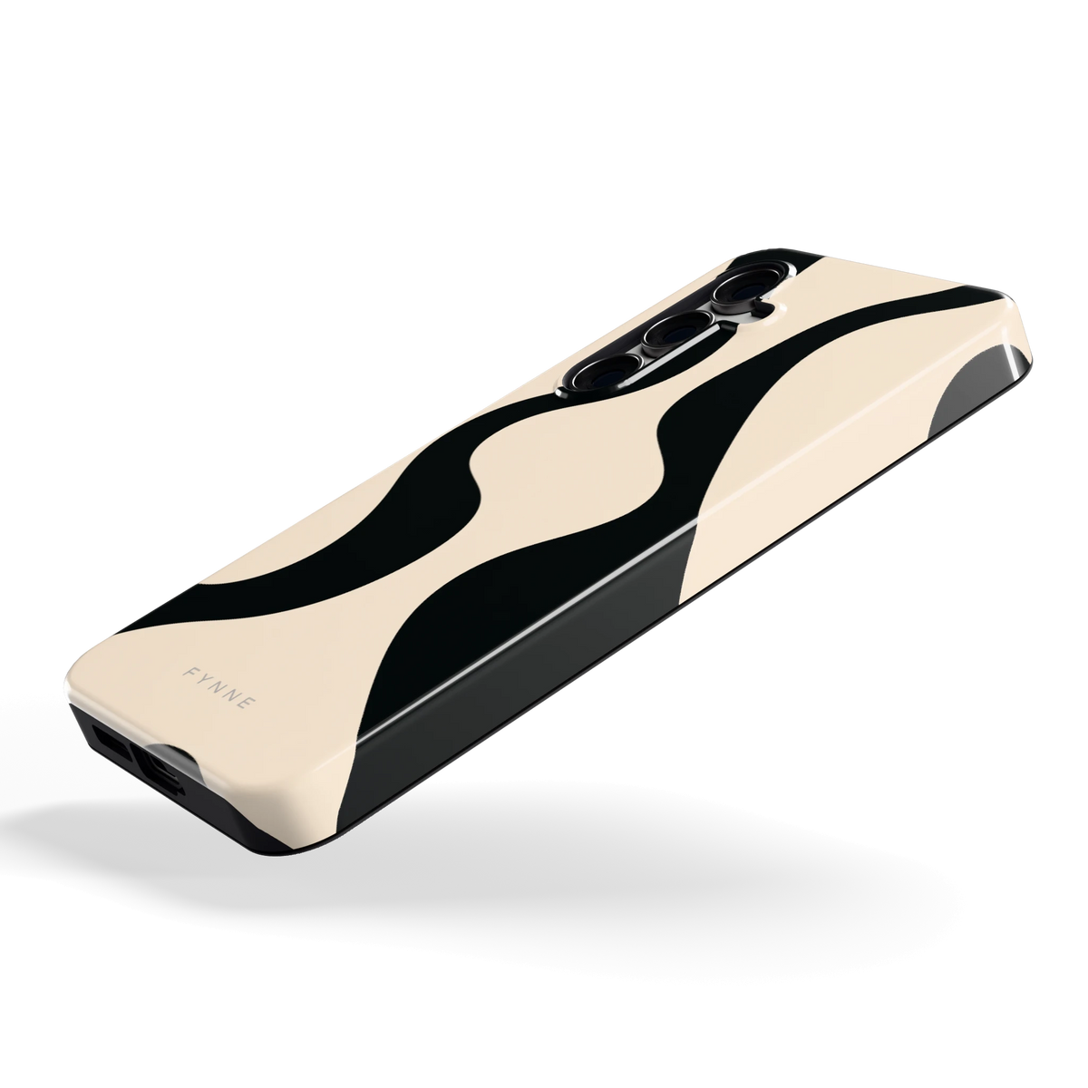 Zwarte golven hoesje voor Galaxy S24 FE, schuin