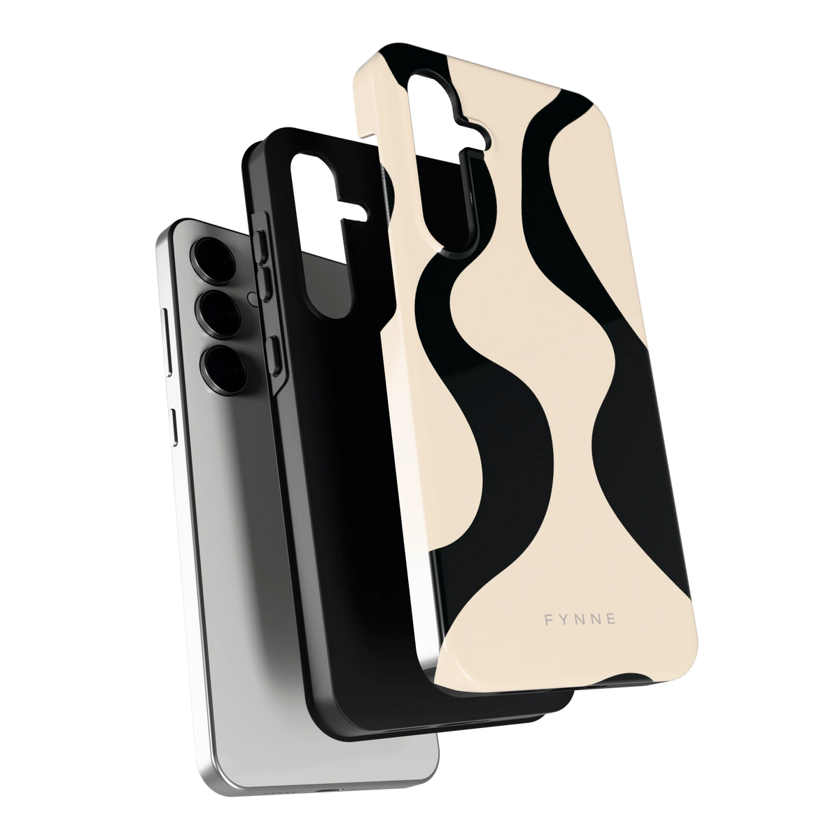 Zwarte golven hoesje voor Galaxy S24 FE, los van de telefoon