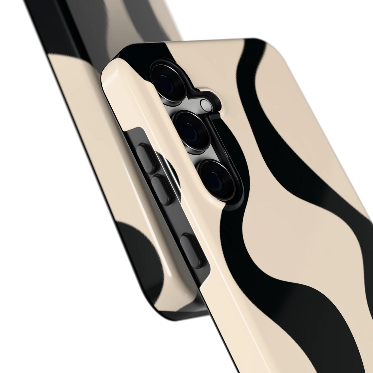 Zwarte golven hoesje voor Galaxy S24 FE, close-up