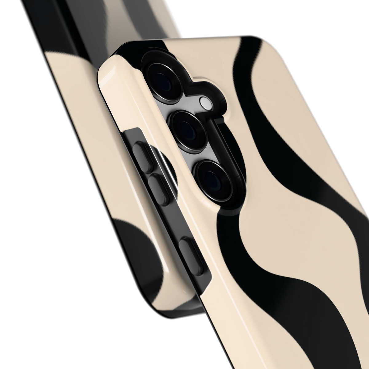 Zwarte golven hoesje voor Galaxy S24, close-up