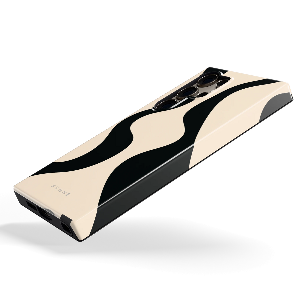 Zwarte golven hoesje voor Galaxy S24 Ultra, schuin