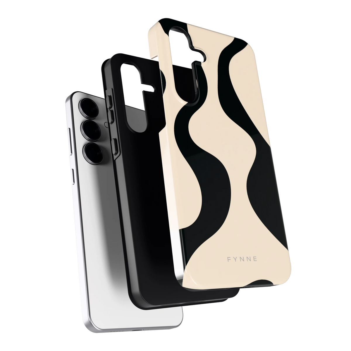 Zwarte golven hoesje voor Galaxy S25 FE, los van de telefoon