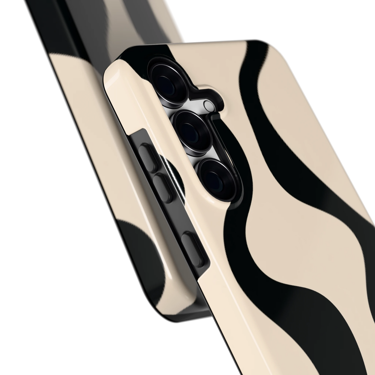 Zwarte golven hoesje voor Galaxy S25 FE, close-up