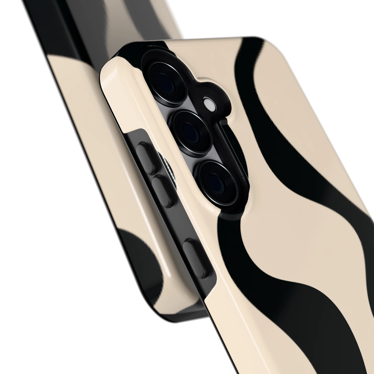Zwarte golven hoesje voor Galaxy S25, close-up