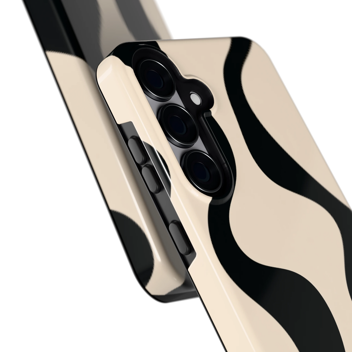 Zwarte golven hoesje voor Galaxy S25+, close-up