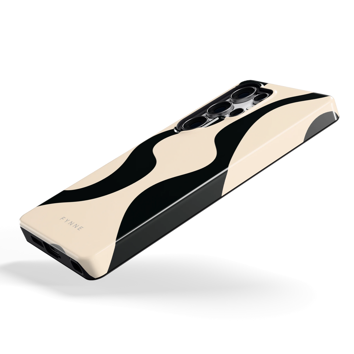 Zwarte golven hoesje voor Galaxy S25 Ultra, schuin