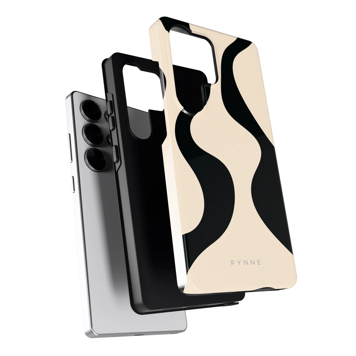 Zwarte golven hoesje voor Galaxy S25 Ultra, los van de telefoon