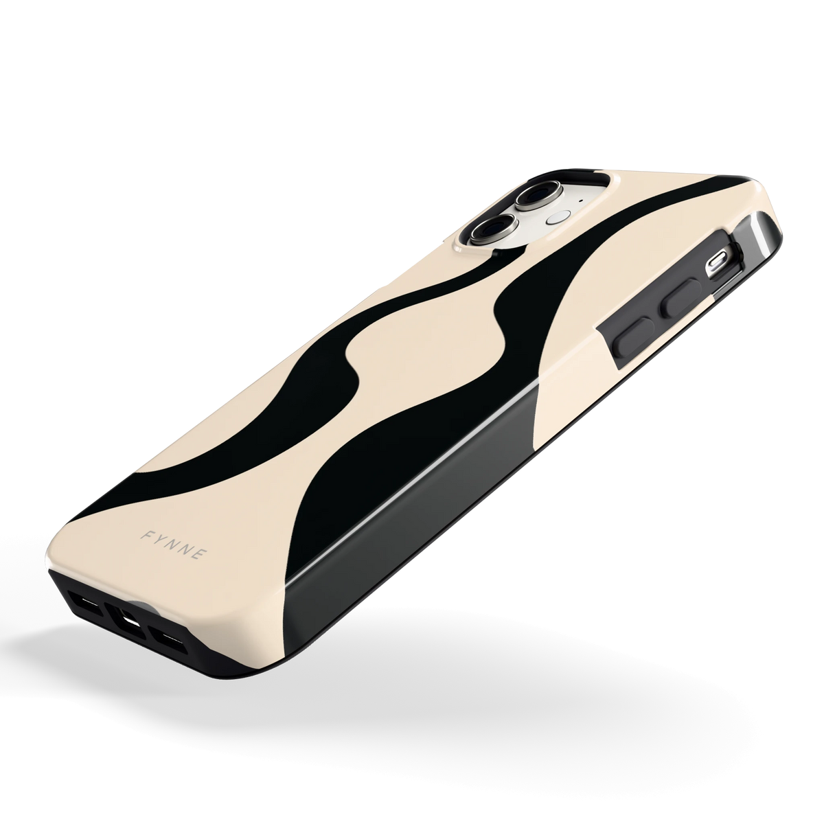 Zwarte golven hoesje voor iPhone 11, schuin