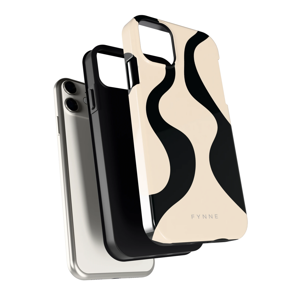 Zwarte golven hoesje voor iPhone 11, los van de telefoon