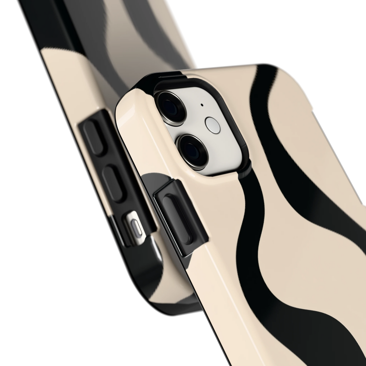 Zwarte golven hoesje voor iPhone 11, close-up