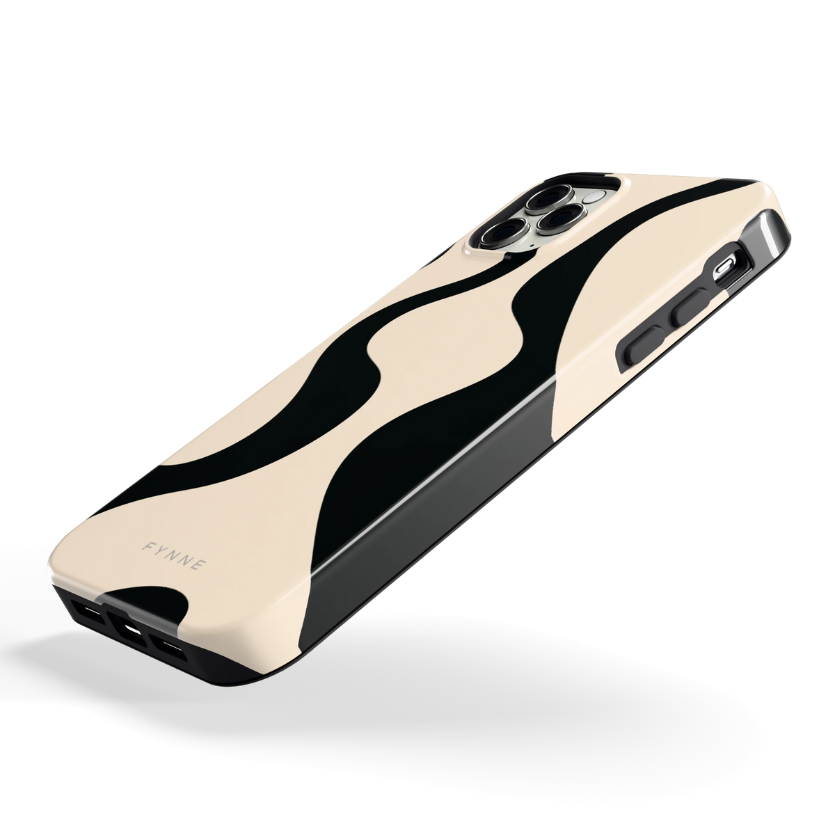 Zwarte golven hoesje voor iPhone 11 Pro Max, schuin