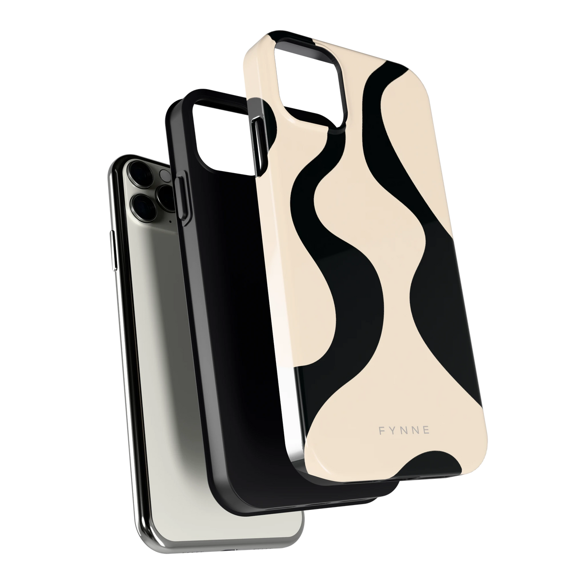 Zwarte golven hoesje voor iPhone 11 Pro Max, los van de telefoon