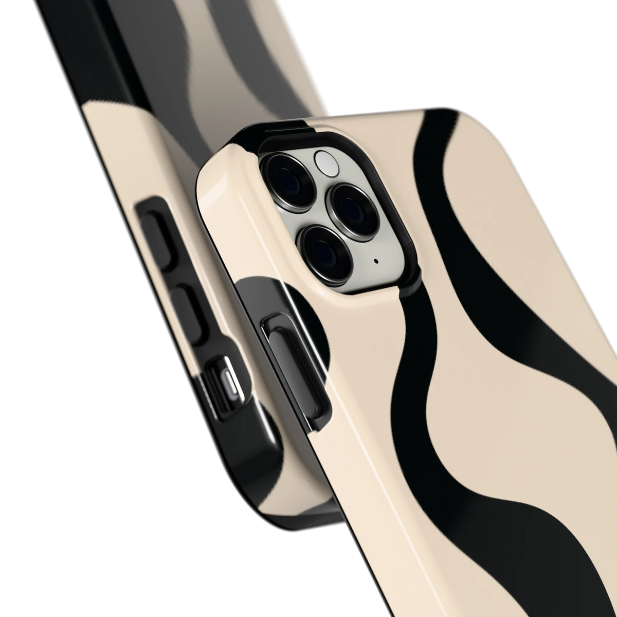 Zwarte golven hoesje voor iPhone 11 Pro Max, close-up