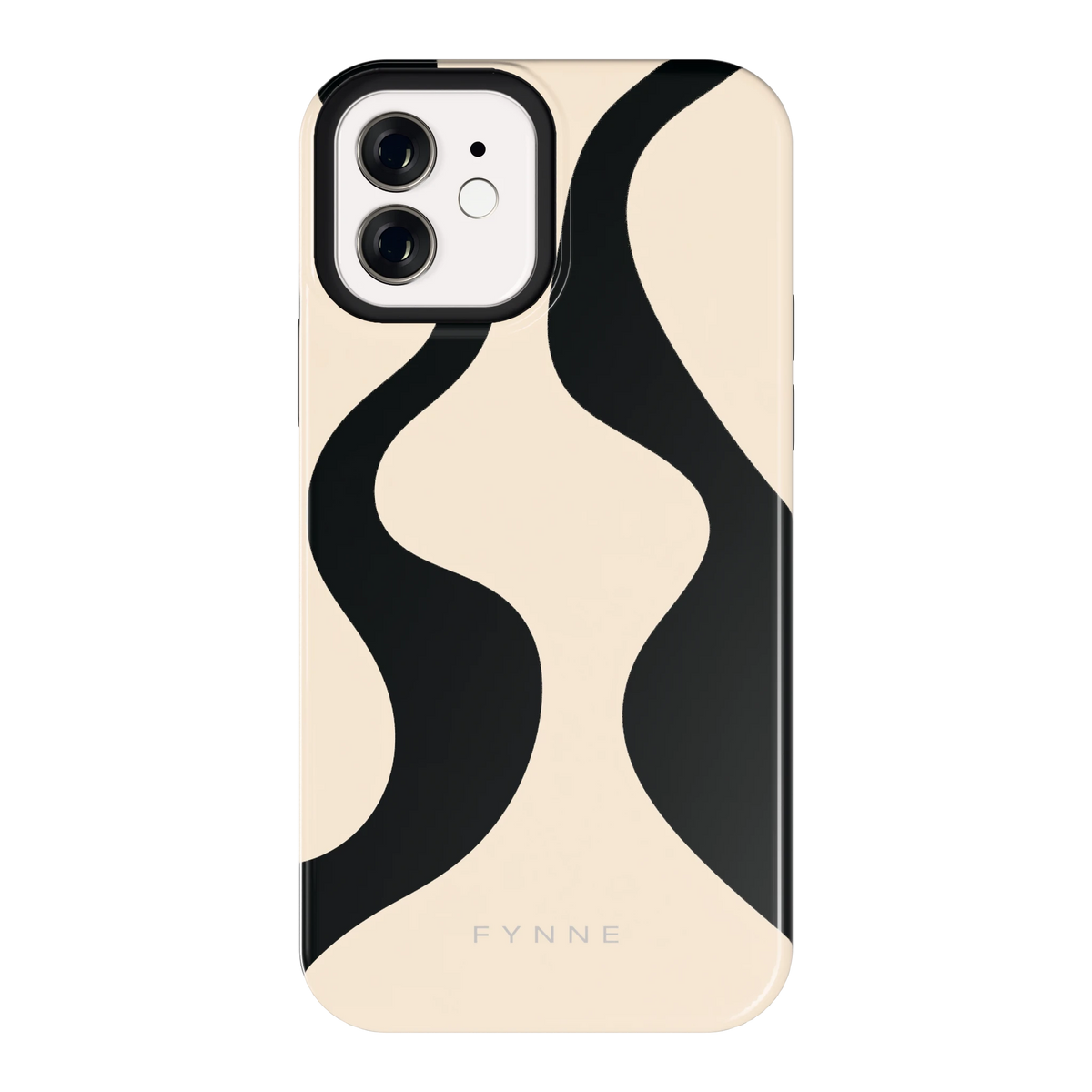 Zwarte golven hoesje voor iPhone 12, achterkant