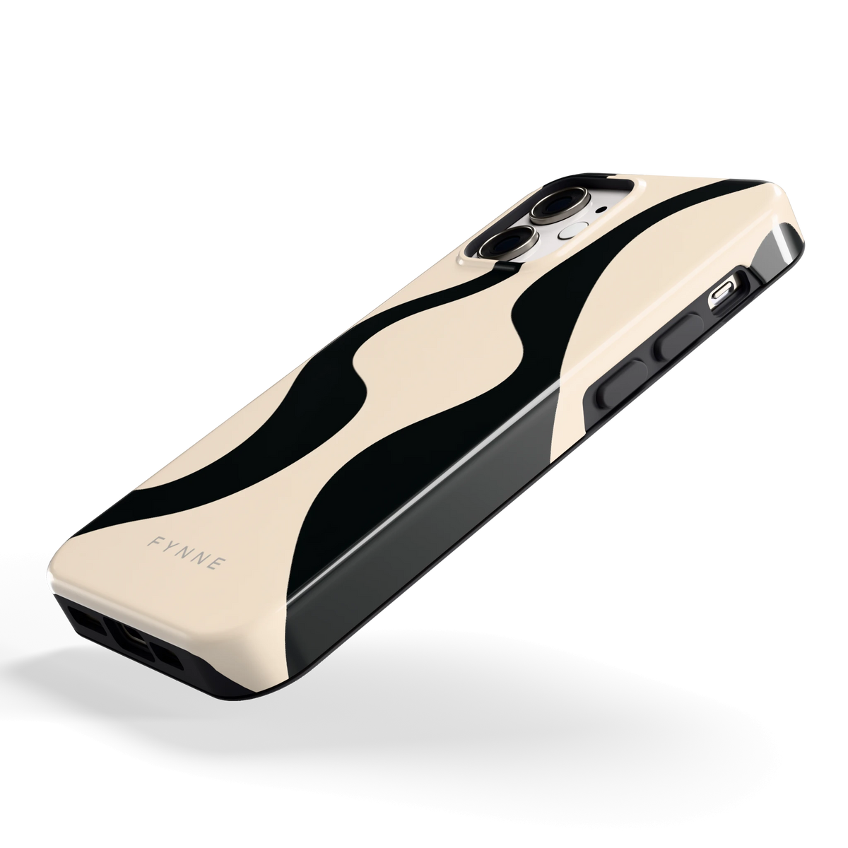 Zwarte golven hoesje voor iPhone 12 mini, schuin