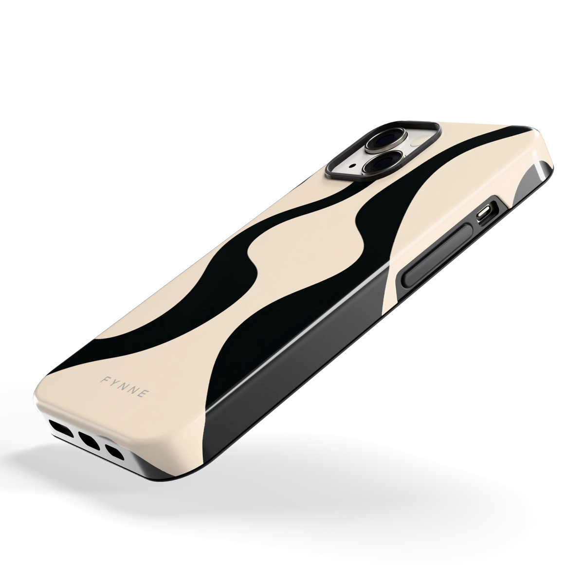 Zwarte golven hoesje voor iPhone 13, schuin
