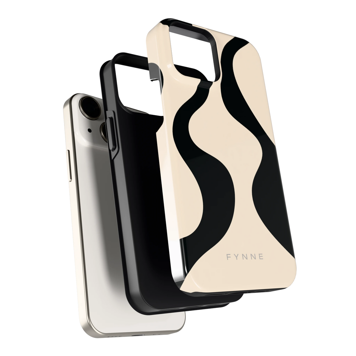 Zwarte golven hoesje voor iPhone 13 mini, los van de telefoon