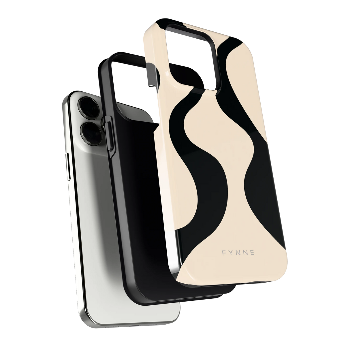 Zwarte golven hoesje voor iPhone 13 Pro, los van de telefoon